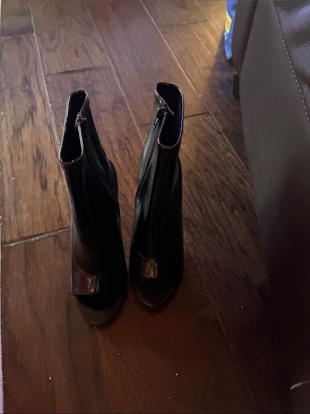 Steve Madden Black Peep-Toe Ankle Heeled Boots